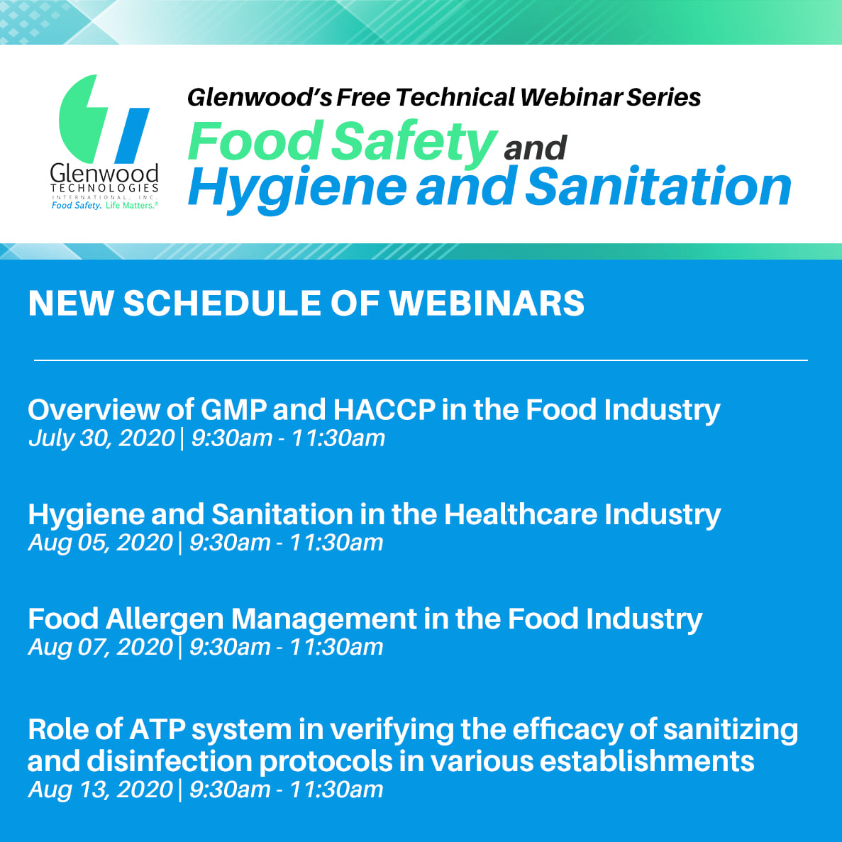 Food Safety and Hygiene and Sanitation new Webinar Schedules